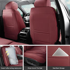 Car Seat Covers, Premium Leather Car Seat Covers, Waterproof and Breathable Seat Covers, Universal Car Seat Protector Fit for Cars, Trucks, SUVs, Pick-ups (Wine Red, 2 PCS Front Seat)