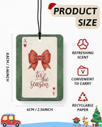 Red and Green Boho Christmas Berry Car Air Freshener 4 Pcs, Retro Red Christmas Bow Snowflake Hanging Air Freshener for Cars Closet Drawer Books, Xmas Car Accessories Mirror Decor for Women