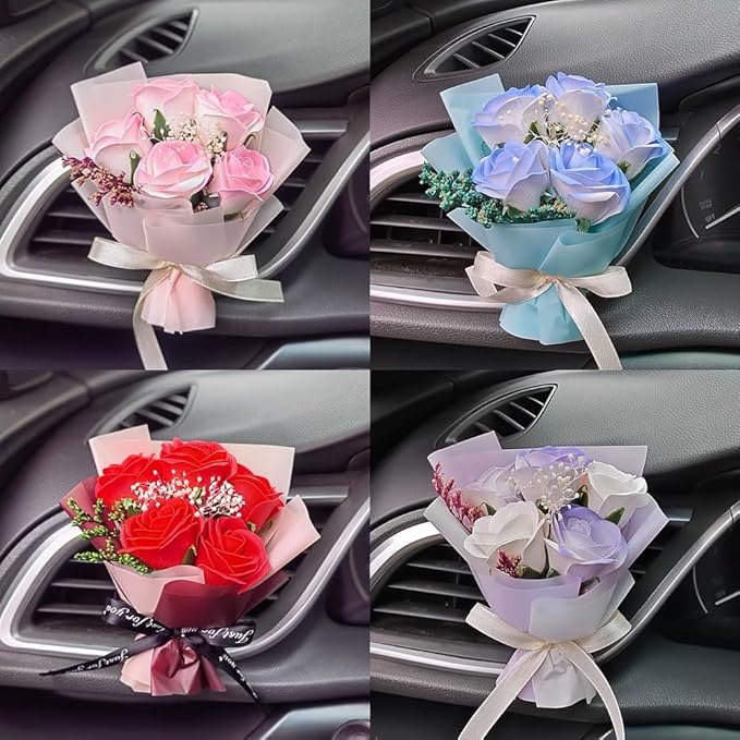Car Flower Bouquet Air Freshener Vent Clips Mini Bouquet Dried Flower For Car and Household Decoration Car Vent Clip Auto Interior Accessories