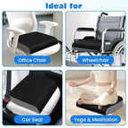 Seat Cushion for Office Chair, Memory Foam Chair Cushions, Car Seat Cushion for Long Sitting, Desk Chair Cushion for Pressure Relief, Non-Slip Bottom, Washable Cover, X-Large, Black