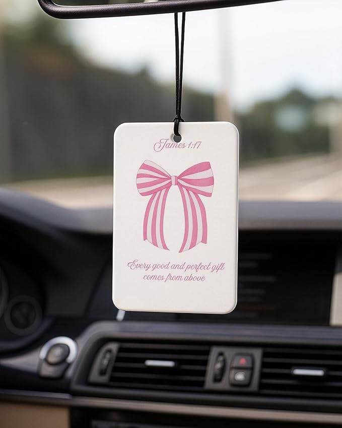 Pink Western Christian Car Air Freshener 4 Pcs Coconut Scented, Religious Car Accessories Mirror Decor for Women, Preppy Girly Cowgirls Hanging Air Freshener for Cars Closet Drawer Books