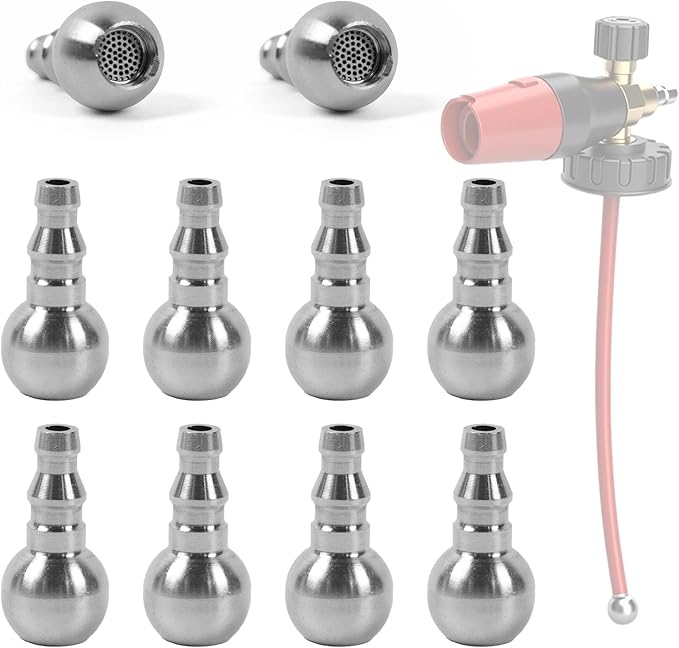 10-Pack Stainless Steel Foam Cannon Straw Ball, Universal Weighted Ball Fit for 5.9mm & 7.6mm Foam Cannons Straw - Dense Mesh Bottom, Silver