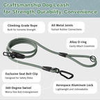 PawsPassion Rope Dog Leash 6 FT, 2-in-1 Heavy Duty Dog Leash with Seat Belt Buckle, Tangle Free 360ｰ Swivel Aviation Aluminum Carabiner, All Metal Hardware, Alloy O-Ring (Seabreeze)