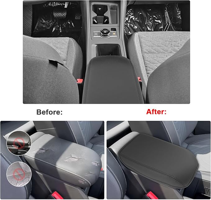 SXCY for 2025 2026 VW Tiguan Armrest Cover for 2025 2026 Volkswagen Tiguan Accessories 2025 2026 Tiguan Center Console Cover 2025 2026 Tiguan Middle Console Cover (Thin Cover with Black Line)