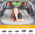 KMZ SUV Air Mattress Thickened and Double-Sided Flocking Travel Camping Bed with 2 Pillows & Pump Dedicated Mobile Cushion Inflatable Bed for SUV Trunk and Rear Seat (Light Gray)