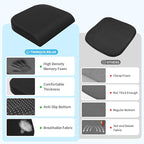 Large Seat Cushion，Soft Foam Cushion for Long Sitting Hours on Office Chair, Home & Car, Non-Slip Chair Pad for Relieving Back & Sciatica & Hip & Coccyx Pain (Black)