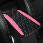 Car Center Console Cushion Pad, 12.72"×7.52" Leather Waterproof Auto Armrest Seat Box Protector, Car Center Console Cover, Universal Interior Decor Car Accessories for SUV Truck (Pink)