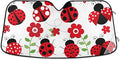 Ladybugs Flower Car Windshield Sun Shade Red Scarab Foldable UV Ray Sun Visor Protector Sunshade to Keep Your Vehicle Cool (55" x 27.6")