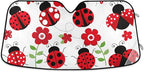 Ladybugs Flower Car Windshield Sun Shade Red Scarab Foldable UV Ray Sun Visor Protector Sunshade to Keep Your Vehicle Cool (55" x 27.6")