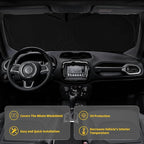 Windshield Sun Shade for Jeep Grand Cherokee SUV 2011-2026 Front Sunshade Car Sun Visor Cover Protector 210T Fold Shade Blocks UV Rays Car Accessories MP Keep Your Cars Interior Cool