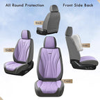 Coverado Seat Covers for Cars, Front Seat Covers, Luxury Leather Seat Covers, Car Seat Protector Waterproof, Premium Automotive Seat Cover, Universal Car Seat Cushions Fit for Most Cars (Gray&Purple)