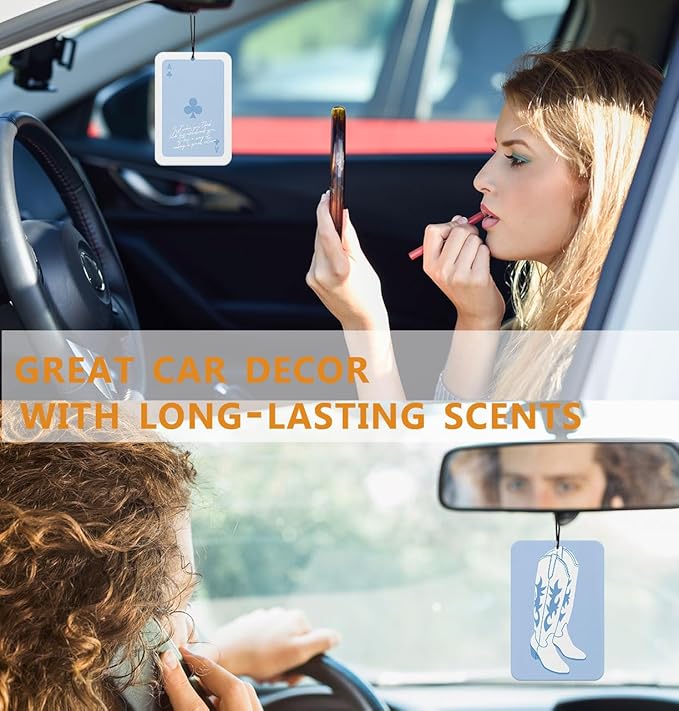Coastal Western Car Air Fresheners, Blue Cowgirls Boots Car Accessories Interior 3Pcs, Preppy Funky Cars Decor Fresheners, Coastal Granddaughter Blue Cars Accessories for Women(Lavender)