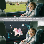 Car Window Shades for Baby, 2 Pack Car Sun Shades with UV Protection, Universal Fit Stretchable Side Window Sunscreen Sun Shades with Unicorn Motifs, Rear Window Shades for Kids