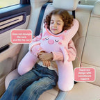 Car Pillow for Travel – Animal-Themed Car Seat Cushion with Safety Belt Protector – 4 Cute Styles: Pig, Dog, Rabbit, Panda (Dog)