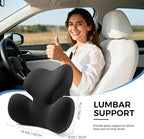 BEBAS Lumbar Support Pillow for Car, Ergonomic Memory Foam Back Cushion for Driving, Lower Back Support for Pain Relief, Lumbar Cushion for Car Seats, Office Chairs, Wheelchairs - Black