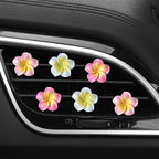 6Pcs Colorful Pentapetal Flower Car Accessories for Women, Beach Flower Car Air Vent Clips Air Conditioner Outlet Decoration Cars Interior Decor Charm, Automotive Air Fresheners