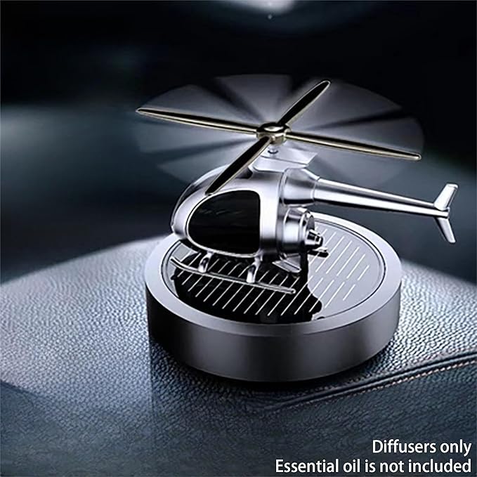 Car Diffuser Quiet & Stylish Helicopter Solar Dashboard Decor Auto-Rotating Air Purifier for Men & Military Enthusiasts Enhance Driving Experience (Black)