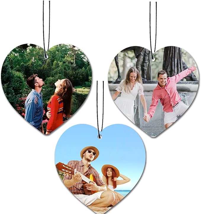 Personalized Photo Car Air Freshener – Custom Double-Sided Print – Fresh Linen Scent – Eco-Friendly, Long-Lasting Fragrance – For Family, Friends, Lovers (Love)