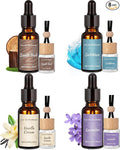 Car Air Freshener & Refill Set, 4-Scent Hanging Air Freshener Diffuser - Each(8ml +20ml Refills), Natural Essential Oil Diffuser With Refill Bottles, Reusable Car Fragrance Decor Accessories(8 Pack)