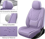 Car Seat Covers Full Set Purple, Luxury Faux Leather Waterproof Non-Slip Women Seat Protector Universal Fit for Most Cars SUVs Trucks Pick-ups,Car Interior Accessories(Purple-Full Set)