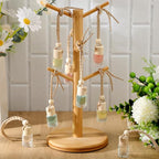300 Pcs Car Diffuser Bottles with Wooden Cap 4.8ml Empty Glass Perfume Bottles Bulk Hanging Clear Car Diffuser Fragrance Holder Air Fresheners for Aromatherapy(Cylinder)