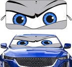 Car Windshield Sun Shade, Funny Eyes Sun Visor, Wear-Resistant Black Tape, Foldable 59‘’x27.5‘’/63''x31.5''
