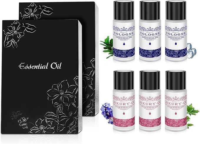 Car Air Freshener,Smart Car Air Freshener, Suitable for Car Diffusers And Home Use,Automatic On/Off,6 Scents,Car Diffusers Have 3 Adjustable Modes,Car Essential Oil Diffusers Have 6 Refill Bottles