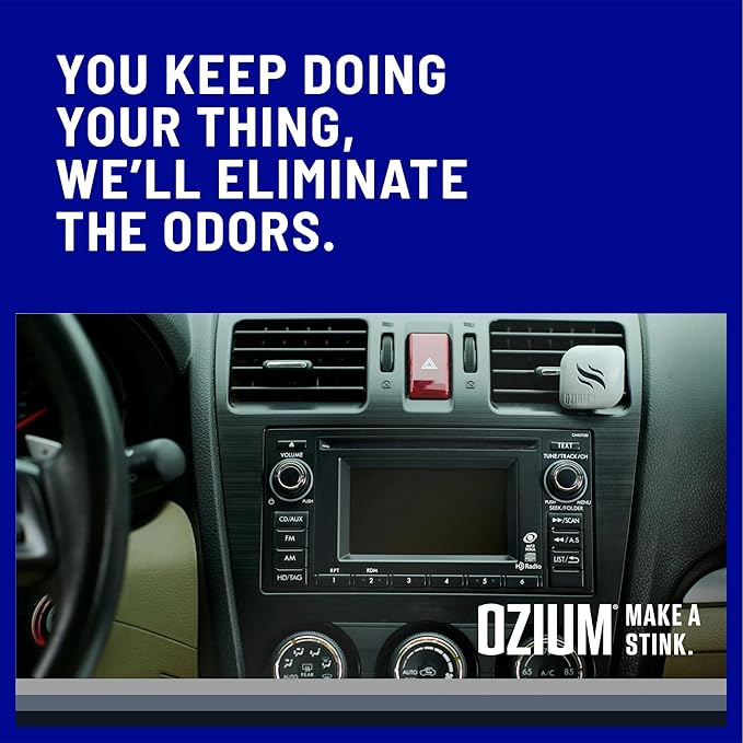 Ozium Membrane Car Vent Clip AC Air Fresheners Car Air Freshener and Car Odor Eliminator (Carbon Black, 2 Packs)