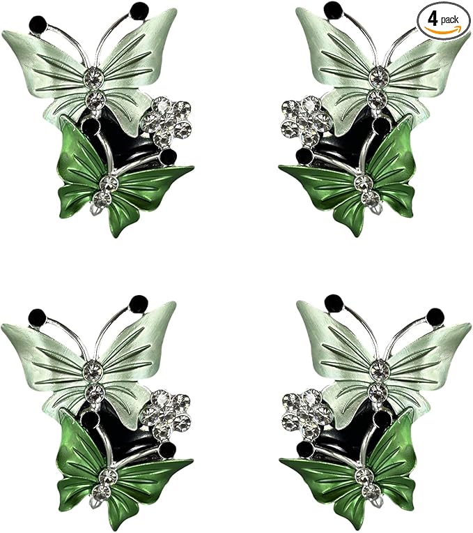 4 Pack Butterfly Car Air Fresheners Vent Clips Cute Air Conditioning Clips Decoration Rhinestone Vent Diffuser Clips Decor (Green)