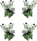 4 Pack Butterfly Car Air Fresheners Vent Clips Cute Air Conditioning Clips Decoration Rhinestone Vent Diffuser Clips Decor (Green)