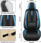 Fit for 98% of Mercedes Benz Car Seat Covers, Premium Nappa Leather Seat Cover, Fully Wrapped Protect Modern Style Seat Cover (2-Seat Standard, Black & Blue)