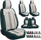 Premium Nappa Leatherette Car Seat Cover Set Custom Fit for Honda CR-V CRV 2000-2023 2024 2025 2026 Water-Proof Breathable Faux Leather Seat Cushion Protectors (Full Set 5 Seats,Beige Green)