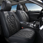 Coverado Car Seat Covers Front Seats, 2 Pack Waterproof Leather Seat Covers for Cars, Luxury Car Seat Protector, Anti-Slip Design Seat Cushions, Black Seat Covers Universal Fit for Most Cars