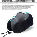 Travel Pillow, Best Memory Foam Neck Pillow Head Support Soft Pillow for Sleeping Rest, Airplane Car & Home Use (Black)