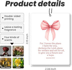 Coquette Pink Floral Christian Car Air Freshener 4 Pcs - Girly Pink Bow Religious Hanging Air Freshener 4 Pcs for Cars Closet Drawer Books, Cute Christian Accessories Mirror Gifts for Women Girls