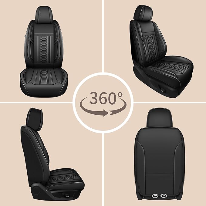 TTX LIGHTING for Toyota 4runner 2003-2026 Seat Covers: Waterproof Leather Seat Protector with Airbag Compatible (2 Front Seats,Black)