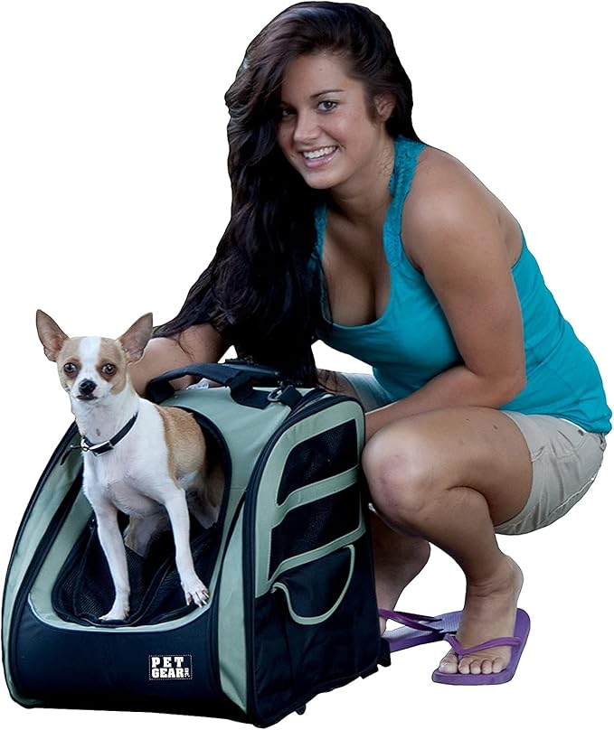 Pet Gear I-GO2 Roller Backpack, Travel Carrier, Car Seat for Cats/Dogs, Mesh Ventilation, Included Tether, Telescoping Handle, Storage Pouch, 1 Model, Available in 5 Colors