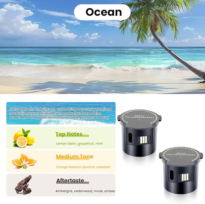 Smart Car Air Freshener Refill,2 Pack Refill For 4-6 Months,French Spice Made With Natural Plant Extracts,Refill Perfect for Intelligent Cloud Fragrance Machine. (Ocean)