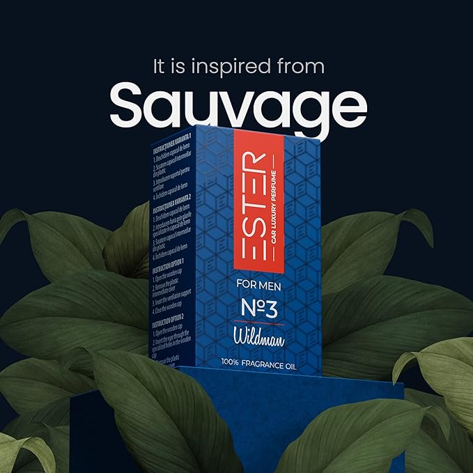 Car Luxury Perfume - Sauvage - Air Freshener - №3 Wildman: For Men - 1Fl Oz Luxury Essential Oil Diffuser with Sticks - Strong and Long-Lasting Scent