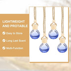uxcell 8pcs Hanging Car Air Freshener Perfume Bottle, 10ml Pendant Empty Clear/Deep Blue Glass Essential Oil Aromatherapy Diffuser with Wooden Cap for Car Decor (Clear/Deep Blue, Round)