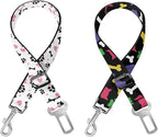 Cute Design 2-Pack Set Adjustable Pet Cat Dog Car Seat Belt, Adjustable Buckle Pet Car Harness Fabric Lanyard from 22 to 38 Inches Seatbelt Leash (Daliy Dog-Two Piece in one Set)