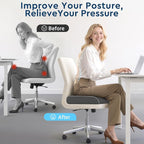 Seat Cushion, Memory Foam Office Chair Cushions for Long Sitting Hours, Chair Pad for Sciatica, Coccyx, Tailbone, Hip Pain & Pressure Relief, Office, Home, Car Seats, Airplane, Gray/Large