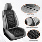 Car Seat Covers Compatible with Toyota Camry 2012-2026 Durable Waterproof Automotive Seat Covers Stretchable Fabric Material, Airbag Compatibility, Premium Nappa Leather(Black Gray, 2 Pcs Front)