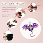 Bling Wyvern Car Air Freshener Vent Clips,2pcs Alloy Purple Enamel Dragon Vent Clips Car Accessories,Refillable Car Diffuser with Felt Mads,Coffee Fragrance Tablets