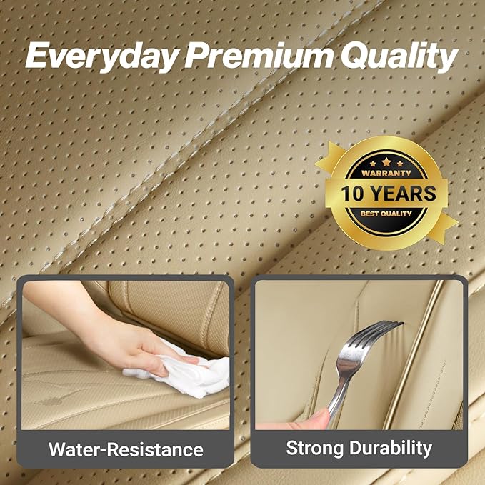 Coverland Custom Fit Car Seat Covers for SUV Compatible with [2019-2026 Acura RDX, 2025-2026 Subaru Forester] Premium Waterproof Non-Slip Interior Seat Protector [Full Set Beige - Size Chart X57]