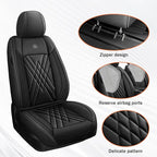 Car Seat Covers Compatible with Toyota Camry 2012-2026 Durable Waterproof Automotive Seat Covers Stretchable Fabric Material, Airbag Compatibility, Premium Nappa Leather(Black, Full Set)