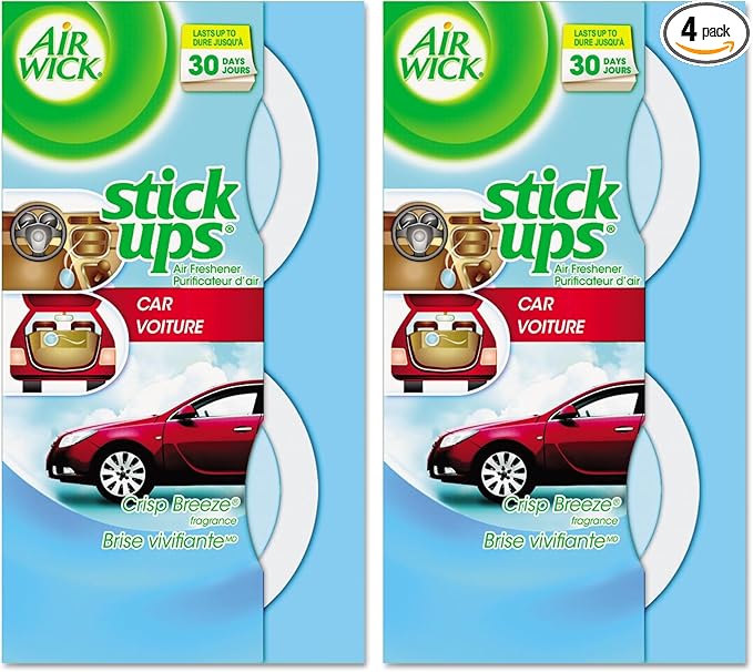 Air Wick Stick Ups Car Air Freshener, Crisp Breeze, 2ct (Packaging May Vary) (Pack of 2)