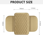 Upgraded Car Center Console Cover,Microfiber Leather Car Armrest Cover Cushion with 2 Storage Bags,Universal Cars Armrest Storage Box Cars Interior Accessories for Most Vehicles (Beige)