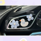 Cute Car Accessories,Duck Flower Air Vent Clips,Handmade Wool Felt Aroma Diffuser,Refillable Girly Car Air Freshener,3pcs White Blue Car Decor