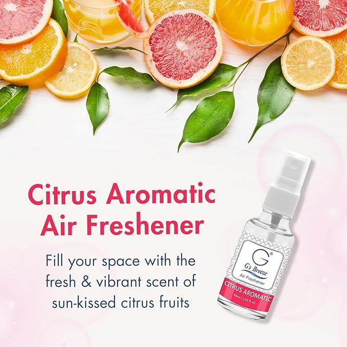 G's Breeze Citrus Aromatic Air Freshener - Energize and Cheerful Essence - Fruity Scent of Sun-Kissed Citrus Fruits for Clean, Vibrant & Inviting Atmosphere - Zesty Aroma for Home, Car or Office